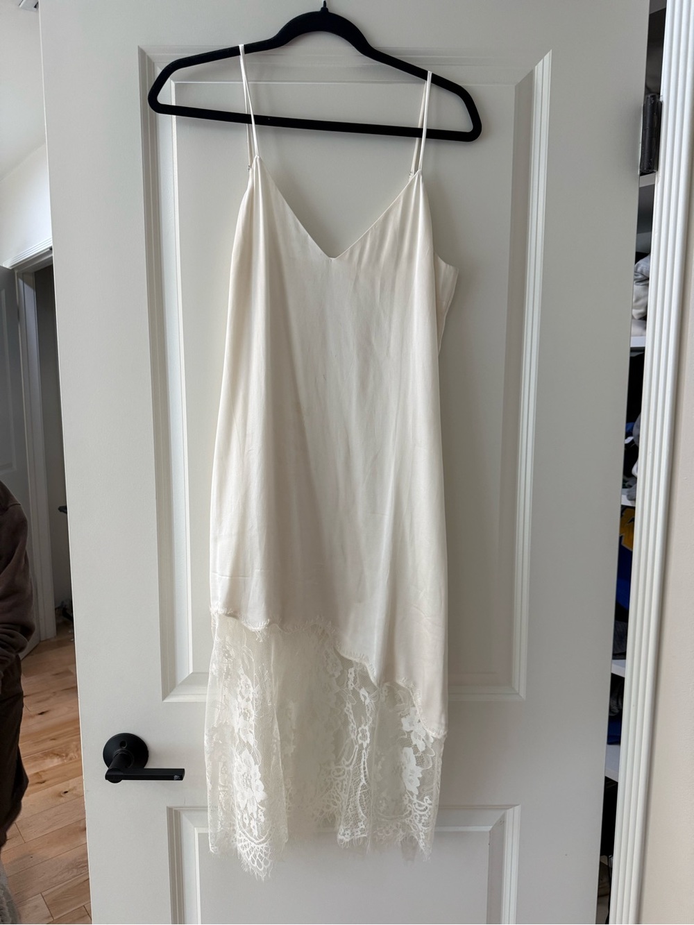 CAMI NYC White Slip Dress with Lace Hem